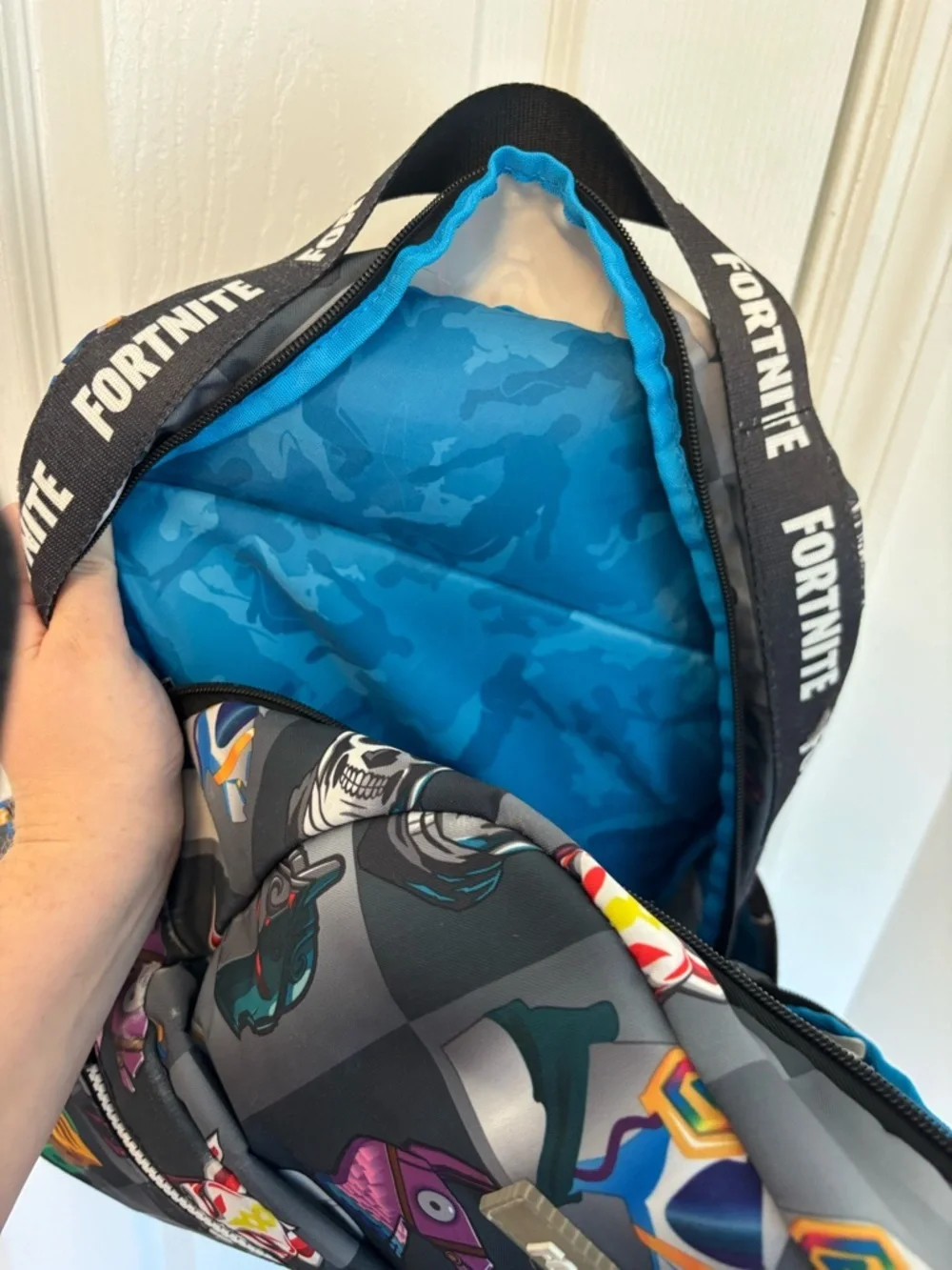 Fortnite Multiplier Backpack Gray Gamer School Backpack Book Bag Great Condition